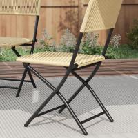 Juego de muebles de jardín de ratán plegable de 3 piezas con 2 sillas y 1 mesa de centro redonda para - details 2