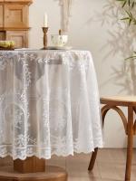 Mantel blanco ENCE, espejo redondo, estampado de vid floral, decoración de mesa de comedor de salón - details 3