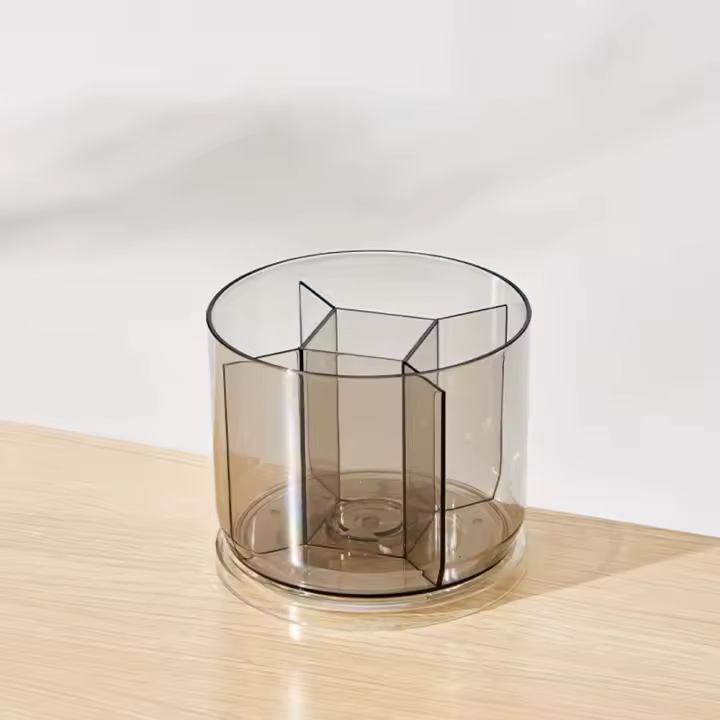 Soporte Giratorio para Bolígrafos Caja de Almacenamiento de Lápices de Gran Capacidad con 5 Rejillas Organizador Transparente de Brochas de Maquillaje para Ahorro de Espacio - 1