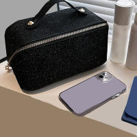 Bolso De Maquillaje Grande En Cuero PU Estilo Clásico Portátil Para Viajes Organizador De Cosméticos Estiloso Para Mujer Caja De Almacenamiento Manejable - details 7