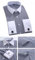 M ~ 6XL vestido francés 2024 blanco nuevo manga larga botón Formal camisa de hombre de negocios Regular Ute gemelos - details 7