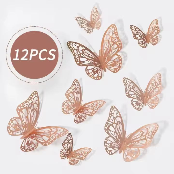 Pegatinas decorativas de mariposas en 3D, accesorios para el hogar, decoración de ramos de globos de boda, 12 piezas - 1