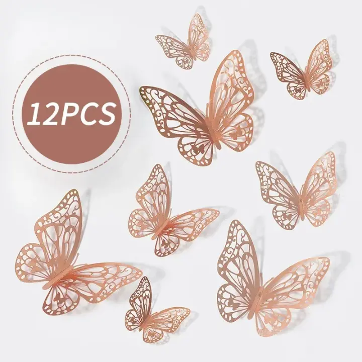 Pegatinas decorativas de mariposas en 3D, accesorios para el hogar, decoración de ramos de globos de boda, 12 piezas - 1