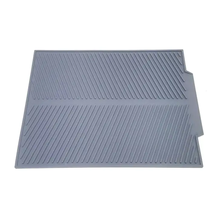 Escurridor de vajilla de silicona, bandeja grande para fregadero, organizador de encimera, color gris - 1