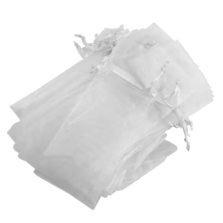 Abanico de mano plegable de Organza con cordón, bolsas de regalo de recuerdo de boda, color blanco, 50 piezas - 1