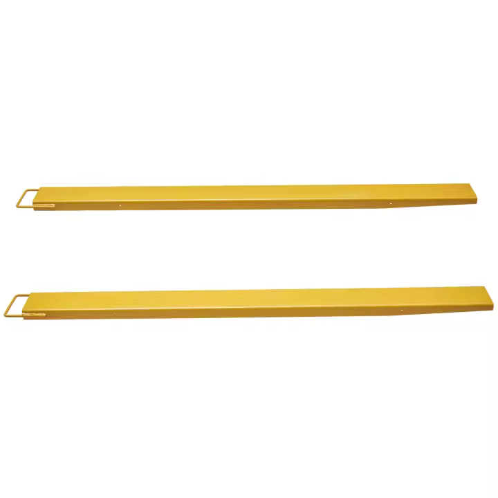 SucceBuy Extensiones de horquilla para palés, 84" de largo x 4.5" de ancho, extensiones de carretilla elevadora de acero al carbono de alta resistencia, 1 par de accesorios industriales para carretilla elevadora, amarillo - 1