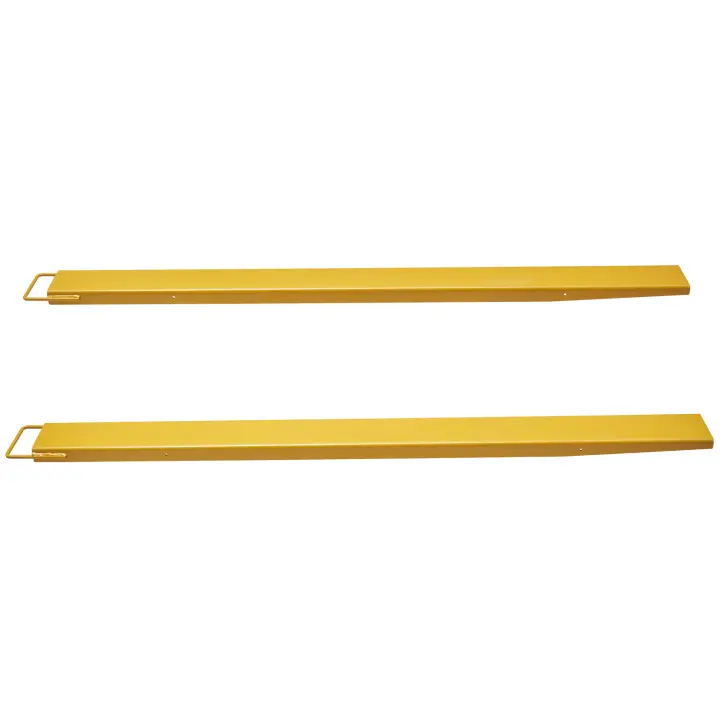 SucceBuy Extensiones de horquilla para palés, 84" de largo x 4.5" de ancho, extensiones de carretilla elevadora de acero al carbono de alta resistencia, 1 par de accesorios industriales para carretilla elevadora, amarillo - 1