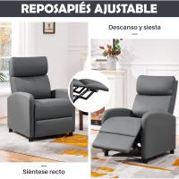 Sillón de Masaje Silla Relax Butaca Sofá Ajustable de Relajación con Función Reclinable para Sala de Estar y Dormitotio Gris - details 15
