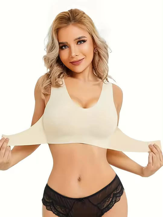 Sujetador Deportivo Sin Aros De Color Sólido Para Mujer, Ropa Deportiva Para Yoga, Push-up Con Estiramiento Ligero - 1