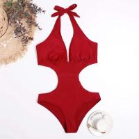 2023 sexy corte Trikini nuevo sólido Tre, escote en V profundo, espalda descubierta es un traje de baño Monokini para mujer Tre - details 1