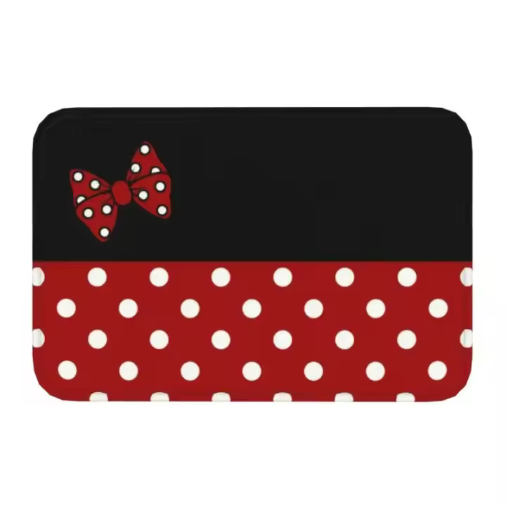 Felpudo antideslizante para puerta delantera con dibujos de Minnie, clásico, de lunares, absorbente, para interior, suelo, baño, entrada - 1