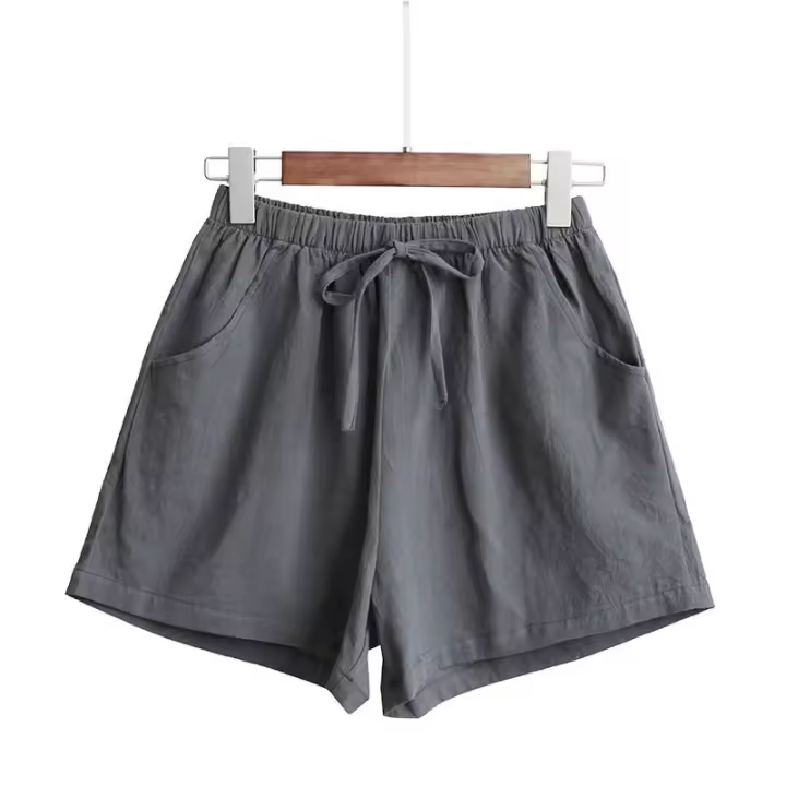 y verano de lino y algodón para mujer, pantalones cortos de cintura alta, pantalones cortos deportivos casuales de moda para mujer, , - 1