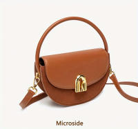 Bolso de sillín para mujer - Bandolera ajustable con herrajes en tono dorado, marrón y beige, perfecto para desplazamientos y salidas informales, elegante diseño de media luna, forro de poliéster duradero - details 4