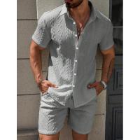 temu shein Camisa y pantalones cortos sueltos informales de manga corta para hombre - details 6