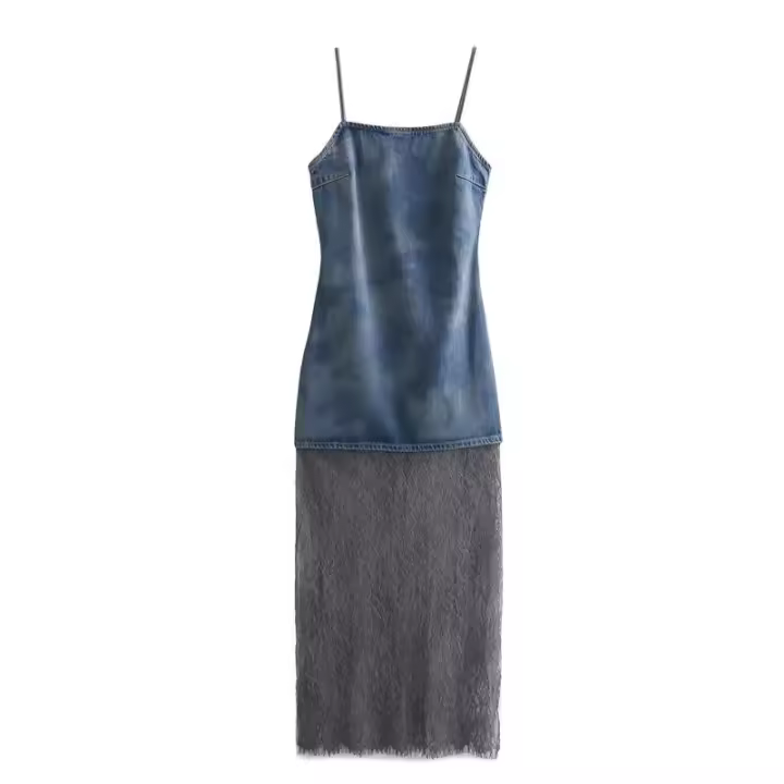 Falda larga de mezclilla para mujer, estilo francés en moda, estilo europeo y americano, novedad - 1
