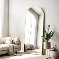 Cuerpo Entero Curvado, Espejos Grandes de Pared con Marco de Aluminio 161 x 52 cm, Espejo de Pie Inclinado o Colgante para Salón, Dormitorio, Entrada, Negro - details 52