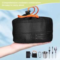 Hervidor de agua, olla, sartén, juego de cocina, utensilios de cocina ligeros antiadherentes, vajilla de Picnic ultraligera portátil, suministros para acampar y senderismo - details 3