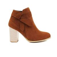 Botas de tobillo Chelsea con nudo de corbata para mujer Zapatos cortos con tacón plegable y punta cerrada - details 2