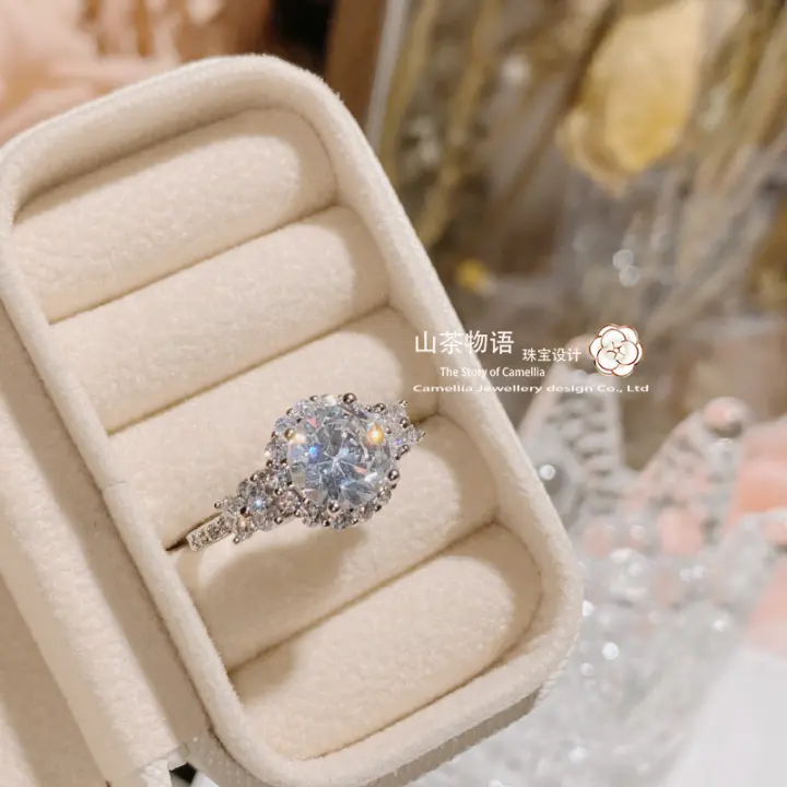 Anillo de boda Retro de imitación de mariposa de moissanita de 2,0 quilates para niña, anillo de boda chapado en oro que combina con todo europeo y americano - 1