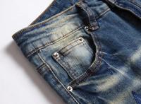 2025 otoño nueva moda hombres High Street Blue Star bordado parche Jeans hombres Slim Fit pantalones vaqueros Vaqueros Hombre - details 8