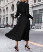 Vestido largo plisado de manga larga para mujer, elegante y hermoso, Color sólido, moda de primavera y otoño - details 17