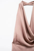 Vestido largo de satén sin mangas para mujer, casual Tre con escote grande y espalda abierta, fruncido, verano - details 8