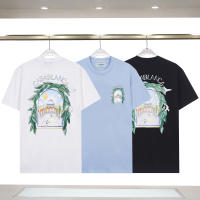 Camiseta Deportiva de Algodón Puro para Hombres Cuello Redondo, Estampado de Logotipo Delantero, Estilo Básico Casual para el Verano - details 16