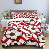 Juego de Cubierta de Edredón de Fútbol Tamaño King Simple en Negro y Blanco Cubierta de Cojín Deportiva 3D para Niños y Niñas Juego de Ropa de Cama de Poliéster - details 10