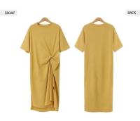 Verano Casual 2024 vestido camisero negro Midi mujeres ropa de estilo coreano abertura lateral señoras 4XL manga corta - details 4
