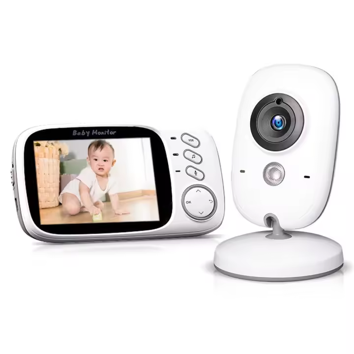 Monitor para bebés, cámara de seguridad de audio y vídeo digital inalámbrica LCD a color de 3,2 pulgadas con visión nocturna, monitoreo de temperatura y sistema de conversación bidireccional - 1