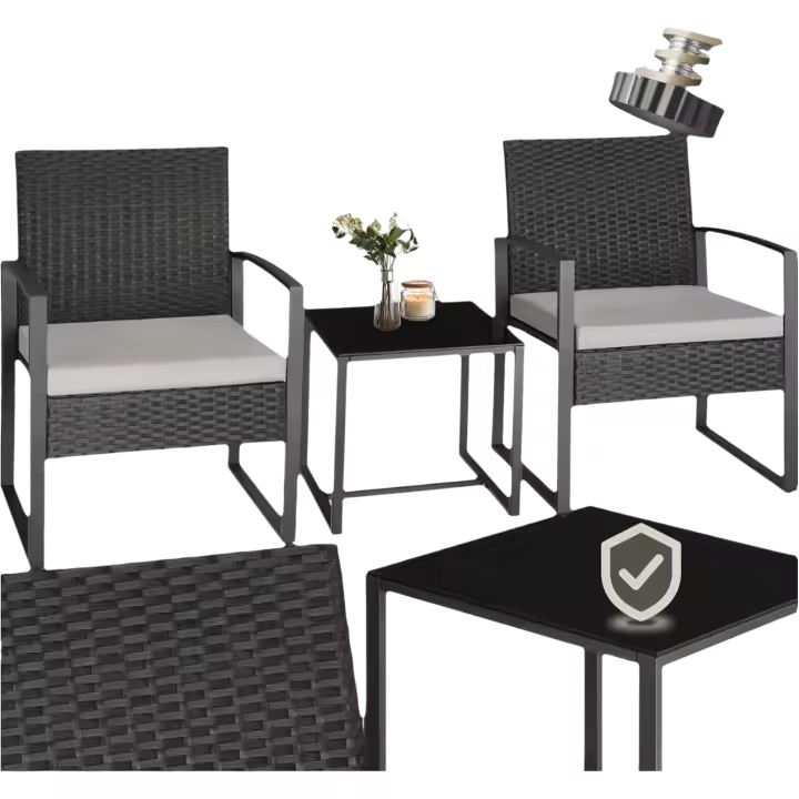 Conjunto de Jardín Exterior para 2 Personas Muebles de Jardín 2 Sillas con Almohadillas - 1