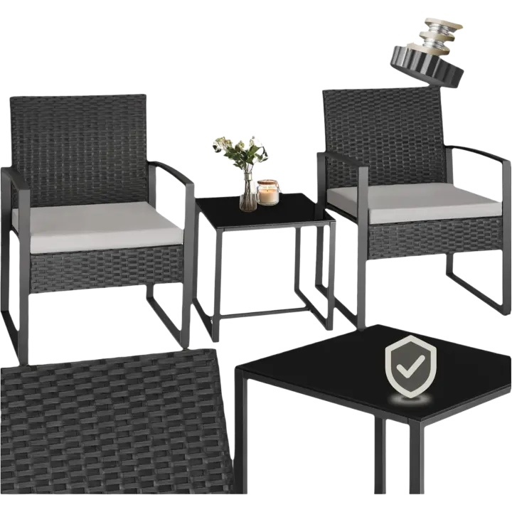 Conjunto de Jardín Exterior para 2 Personas Muebles de Jardín 2 Sillas con Almohadillas - 1