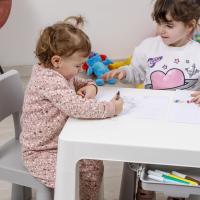 Mesa de Niños de Plástico Blanca con Compartimento Extraíble para Dibujar Estudiar 50x77x52 cm - details 1
