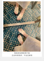 Zapatillas de las mujeres de verano pliegues retorcido fondo plano exterior desgaste sandalias versátil cabeza cuadrada nube media arrastre - details 20