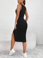Vestido largo ajustado de Color liso con abertura, ropa a rayas, primavera y verano, novedad de 2024 - details 13