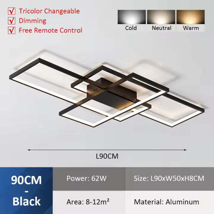 Luces de Techo Rectangulares Grandes LEFAN Iluminación Moderna para Hogar con Estilo - 1
