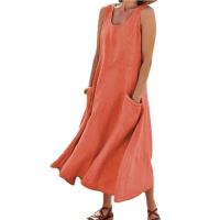 Vestido largo de verano de lino y algodón para mujer, sin mangas, bolsillos grandes, cómodo para la playa, talla S-5XL - details 0