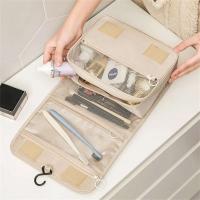 Neceser de viaje grande para cosméticos, neceser portátil con gancho para colgar, impermeable, estuche de maquillaje para almacenamiento en el baño - details 7