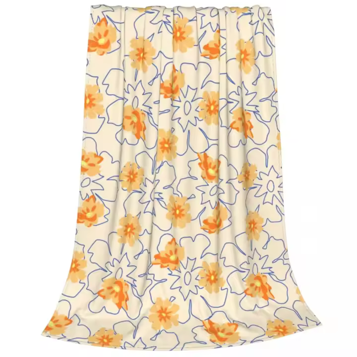 Manta de punto floral Franela Flores, plantas, frutas Manta suave para viaje al aire libre Alfombra de cama - 1
