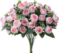 Rosa de seda Artificial de 10 cabezas, ramo de eucalipto y peonía blanca simulada, decoración de boda, flores falsas, decoración de jardín y hogar - details 15