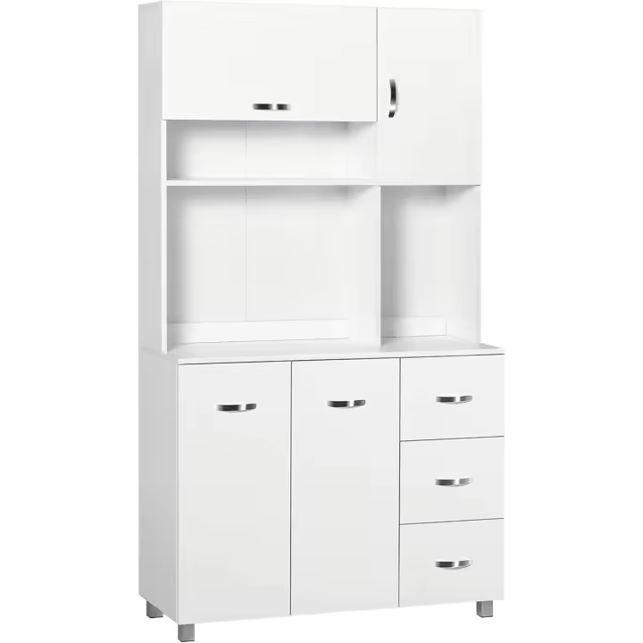 Armario de Cocina Moderno de 3 Cajones Puertas Ajustables Blanco Para Comedor Sala de Estar - 1