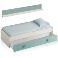 Cama Nido Juvenil 2 Camas + Estante Blanco Alpes y Verde Acua Medidas 200 cm x 98 cm x 43 cm - details 4