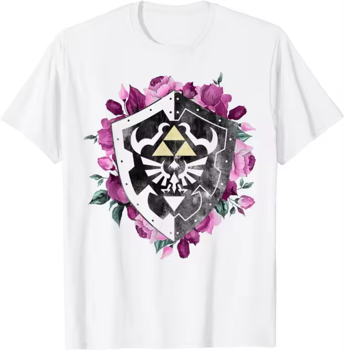 Camiseta de escudo Floral Legend Of Zelda Tri Force - 1