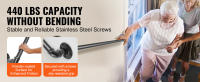 SucceBuy Pasamanos de Escalera de Tubo, Pasamanos Industrial de Acero al Carbono con Capacidad de Carga de 440 Libras con Soporte de Montaje en Pared, Barandillas de Esquina Redonda para Uso en Interiores y Exteriores - details 1