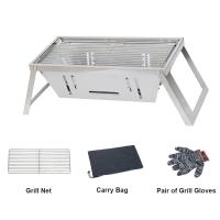 Estufa de Barbacoa Portátil de Acero Inoxidable Ajustable a 3 Alturas Cocina al Aire Libre con Bolsa de Carrito - details 1