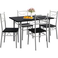 Conjunto Mesa y 4 sillas Paul Muebles de Cocina Comedor Negro Mesa MDF Resistente 110x70cm - details 0