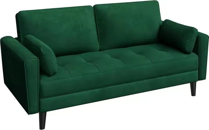 Sofá Moderno de Tela Tapizada 2 Plazas con Respaldar 170X74 cm Verde - 1