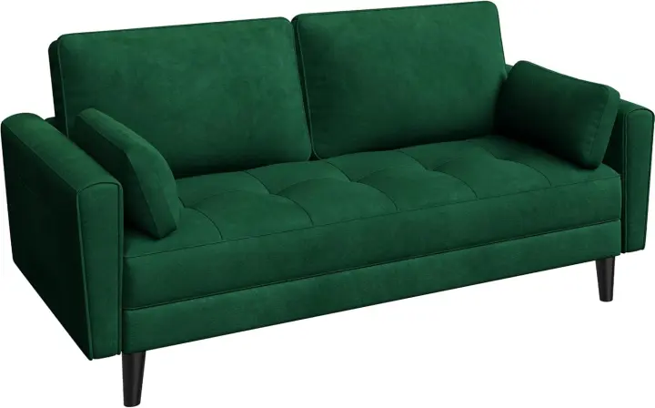 Sofá Moderno de Tela Tapizada 2 Plazas con Respaldar 170X74 cm Verde - 1