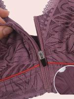 Conjunto de 3 Sujetadores Tipo Tank con Cremallera Frontal de Talla Grande, Sujetadores de Moda para Mujer sin Anillo de Acero, Sujetador Suave con Patrón de Comodidad y Efecto Push Up, Set de 3 Piezas - details 6