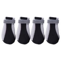Botas de malla antideslizantes para perros, zapatos reflectantes para cachorros, suela suave transpirable, protectores de patas de perro, ajustables, antideslizantes para mascotas al aire libre, 4 piezas - details 7
